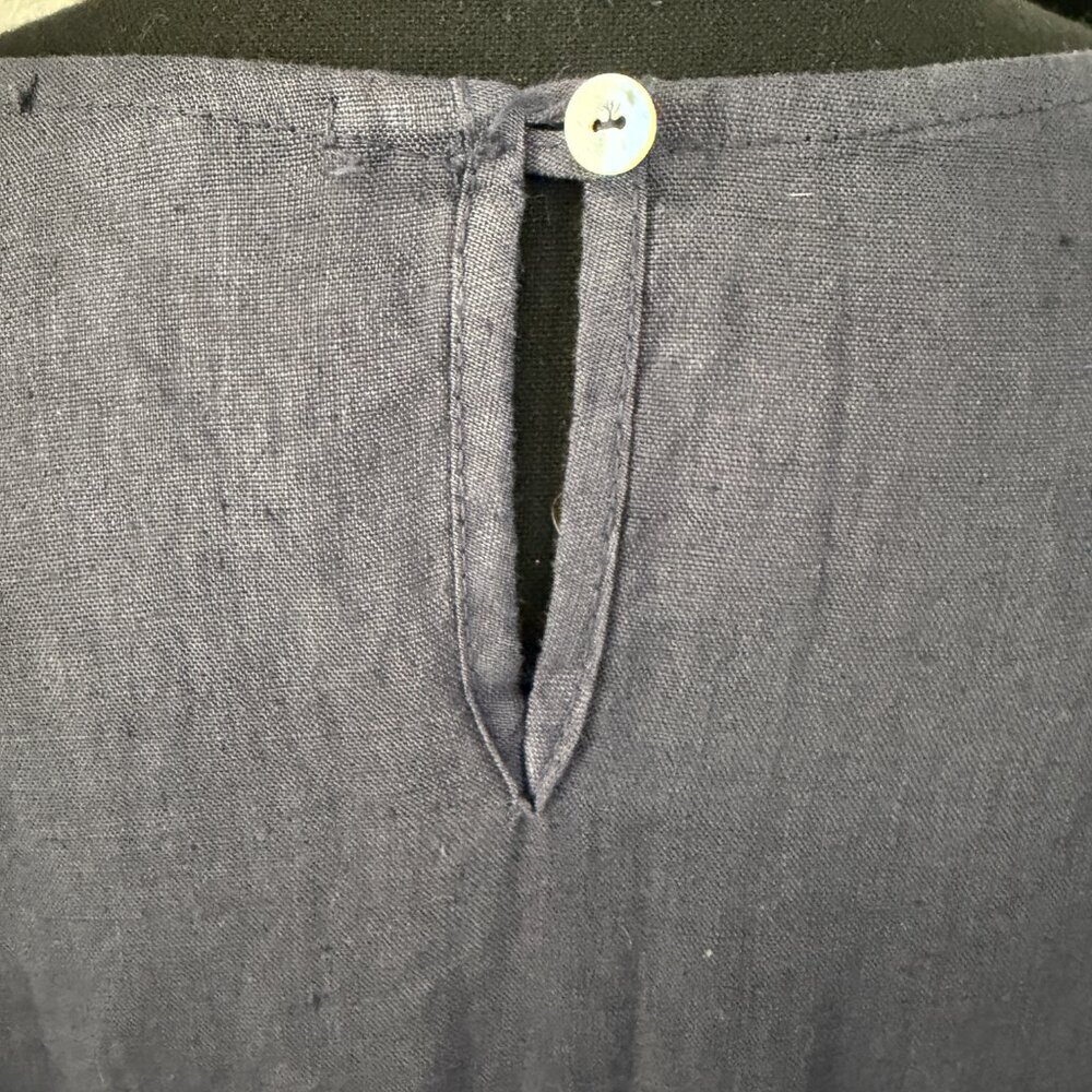 ROSEMARINE 100% Italian Linen 3/4 Sleeve Crochet Dress Blue Gray Small - Picture 11 of 13